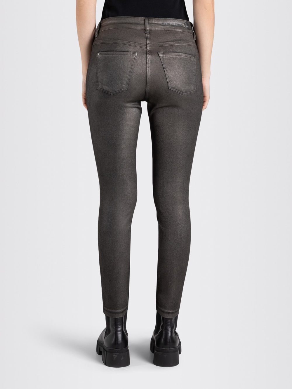 NWT MAC Dream Skinny Black Shimmer Coated Jeans 34 stretch - Picture 7 of 13